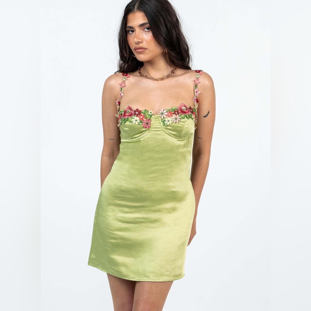 Princess Polly Green and Pink Floral Chemise